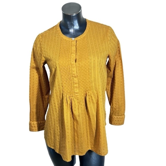 J.JILL Yellow Mustard Tunic Boho Long Sleeve Peasant Blouse Top Size XS Petite - Picture 2 of 16